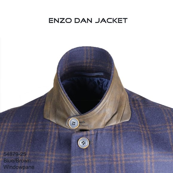 Enzo Dan Navy with GRY/GRN Plaid Size 40(L) 42(XL) - Picture 5 of 8